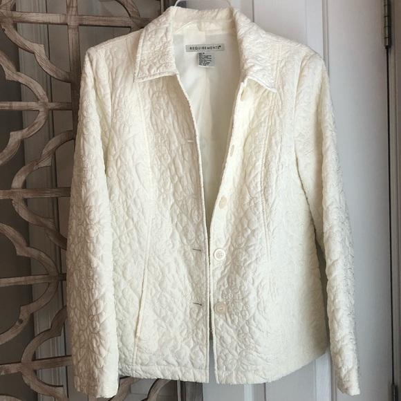 Requirements Jackets & Blazers - Requirements Ivory Cream Jacket, Pretty Quilted Pattern, Size M